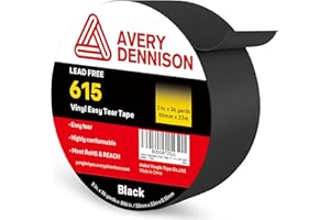 Avery Dennison Duct Tape, Heavy Duty PVC Easy Tear Tape, Strong Adhesive Waterproof Duct Tape for Indoor Outdoor Repairs, 2 in x 36 Yard, Black, 1 Roll