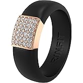 Rinfit Womens Silicone Wedding Ring - Engagement Ring for Women - Promise Rings for Her with Cubic Zirconia Stones - Patented Design