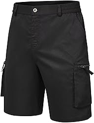 QPNGRP Men's 9" Inseam Stretch Waist Zipper Cargo