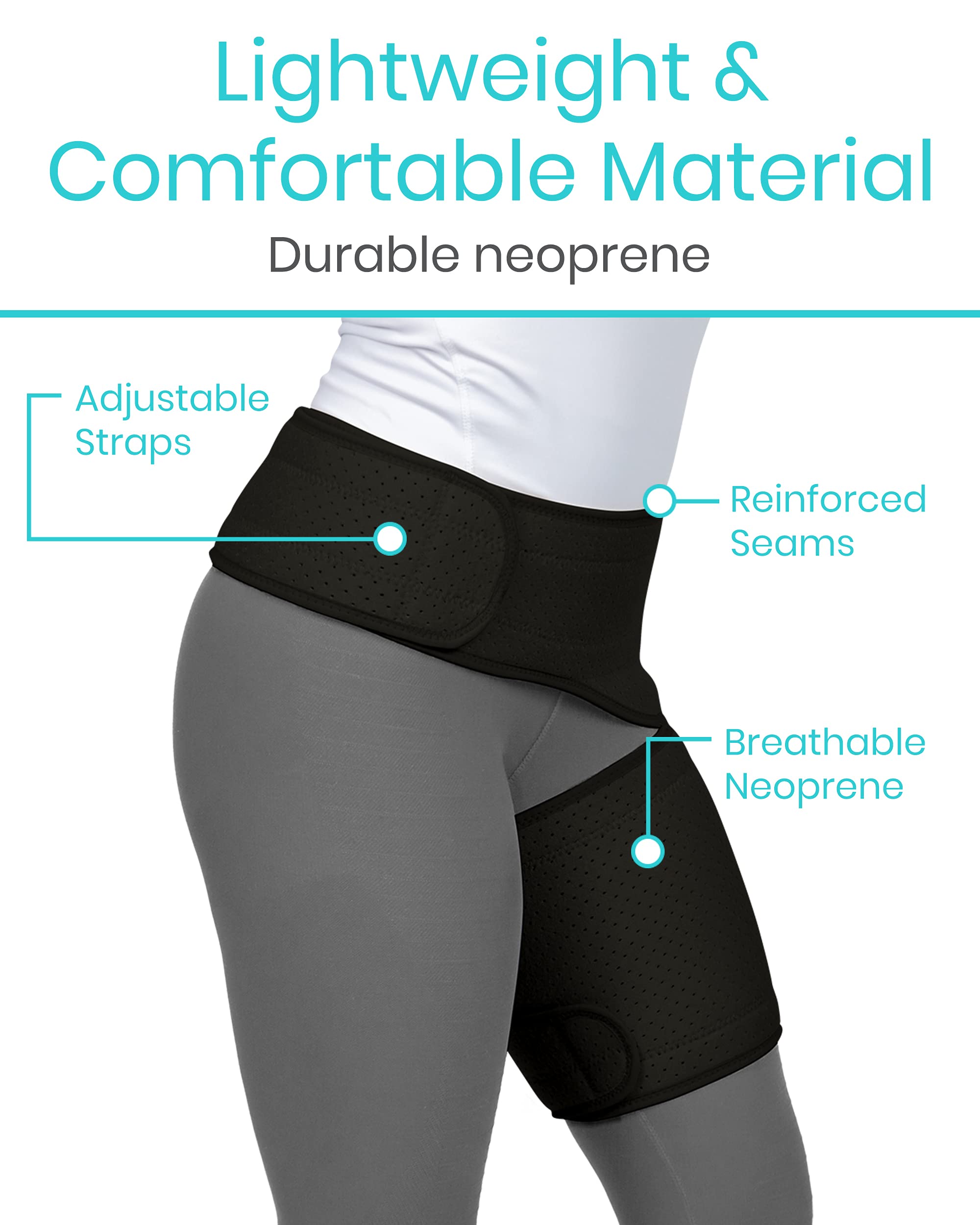 Vive Hip and Groin Brace - Sciatica Brace - Bursitis Hip Pain Relief for Women and Men - Hip Flexor Compression Wrap Support - Thigh, Hamstring Recovery for Joints, Nerve Pulled Muscles and Arthritis