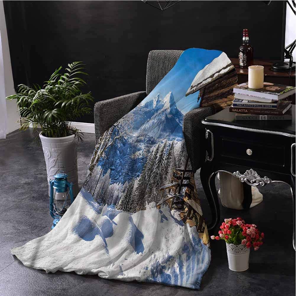 Luoiaax Winter Commercial Grade Printed Blanket Snowy Wonderland Mountain Queen King W54 x L72 Inch