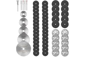 LINKHOOD Cutting Wheel Set Compatible with Plastic 60pcs for Rotary Tool, HSS Circular Saw Blades 5pcs, 2Size Resin Cutting Discs 40pcs, 545 Diamond Cutting Wheels 10pcs