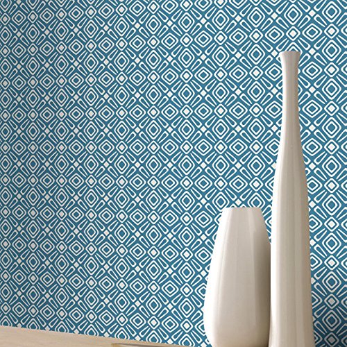 Geometric Wallpaper Modern Retro Shapes Vibrant Bright Luxury Blue