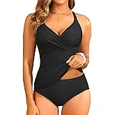 Tempt Me Women Tummy Control Tankini Swimsuit - Ruched Two Piece Bathing Suits Underwire V Neck Swimwear with Bottom 2026