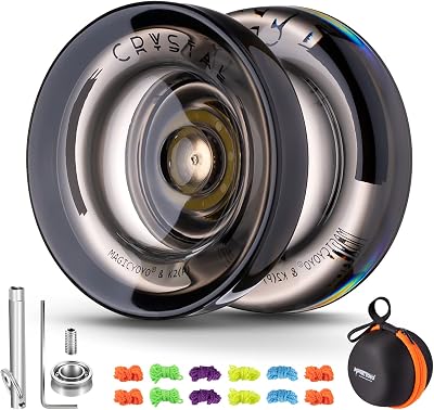 MAGICYOYO K2 Crystal Black Dual Purpose Kids Yoyo with Case 12 Strings