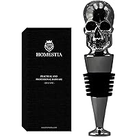 Homestia Black Skull Bottle Stopper Stainless Steel Cool Wine Stopper Wine Lovers Gift Reusable Accessories for Wine for…