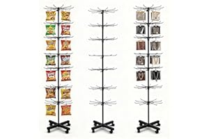 DEYEGELEA 7 Tier Rotating Rack Shelves Retail Display Stand,Jewelry Keyring Socking Hats,Movable Shop Spinner for Toys Show,Adjustable height,retail display racks For Store Display,Black