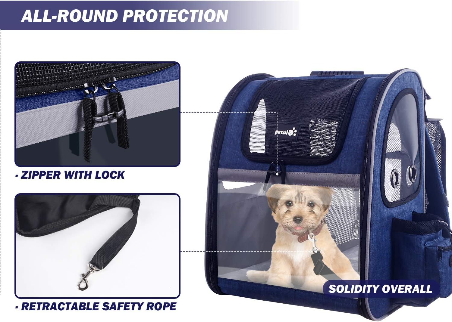 Pecute Pet Carrier Backpack Expandable,Portable Breathable Rucksack