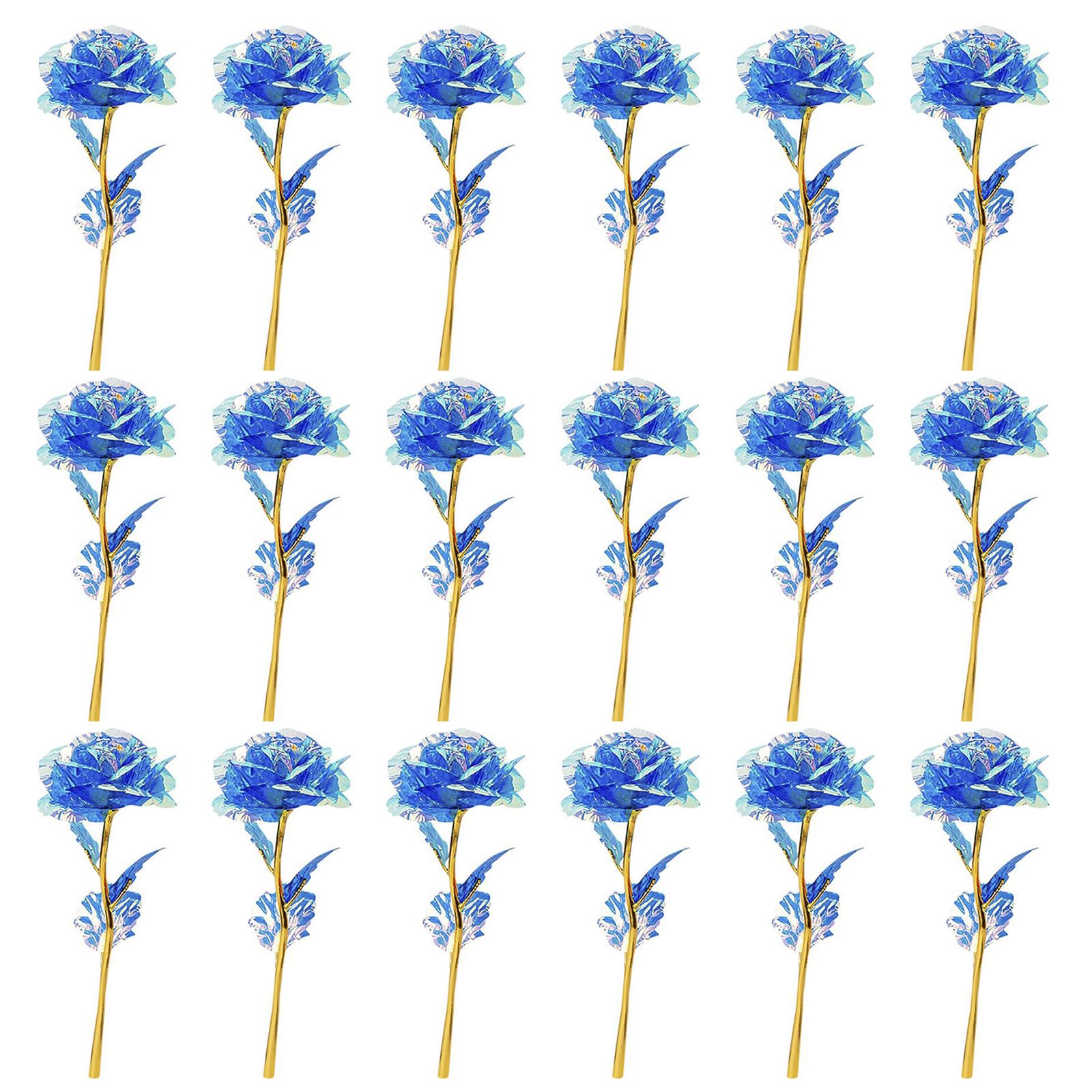 Photo 1 of 20PCS Artificial Colorful Flowers Galaxy Rose Crystal Flower Glass Rose Gifts for Wedding, Mother' s Day Memorable Days, Blue