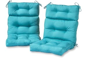 Greendale Home Fashions Outdoor 44 x 22-inch High Back Chair Cushion, Set of 2, Arctic