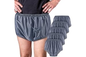 AMYHILL 5 Pcs Adult Leakproof Underwear for Incontinence Washable Reusable Waterproof Pants Diaper Pull-On Cover Cloth Use Women Men(X-Large,Gray)