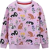 FreeLu Girls Cotton Pullover Sweatshirts Kids Cute Cartoon Printed Crewneck Tops