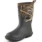 Showave Rain Boots Men Insulated Rubber Boots for Men Waterproof Mud Boot Slip On Garden Boot for Farming Hunting Fishing