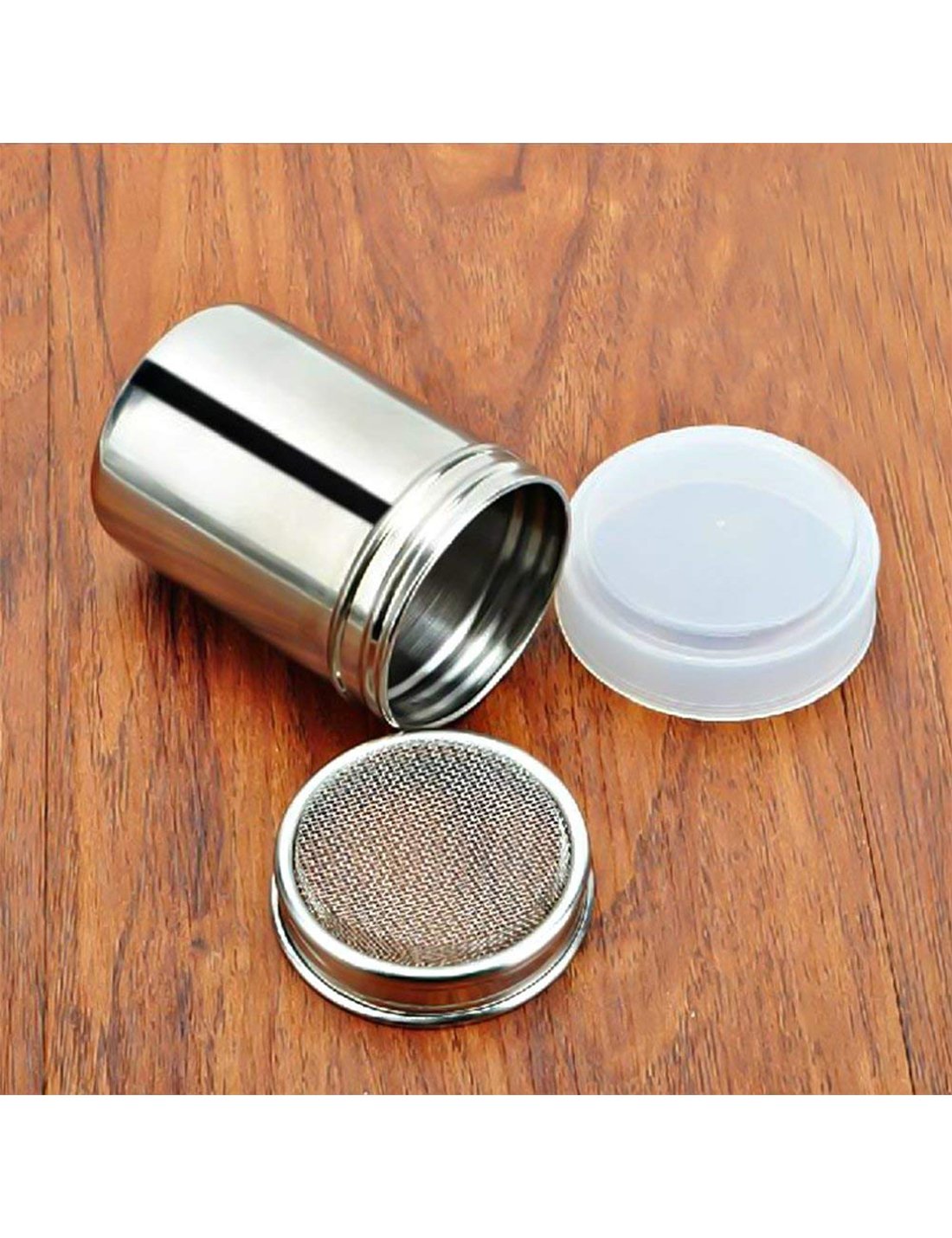 HANSGO 2 Set Powder Sugar Shakers, Stainless Steel Powder Shaker Mesh Shaker Powder Cans for Salt Coffee Cocoa Cinnamon Powder Seasoning Cans with Lid