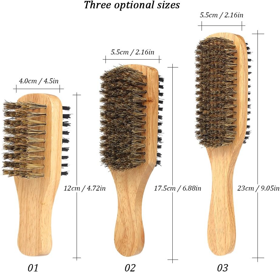Men's Beard Brush Double-Sided Facial Hair Brush Shaving Comb Male Mustache Brush Solid Wood Handle, Brown - Image 4