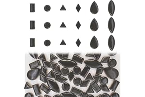 SMANTA 270 Pieces Mosaic Tiles, Mixed 6 Shapes Ceramic Mosaic Tiles for Crafts Bulk, Solid Color Glazed Ceramic Mosaic Crafts Supplies for DIY Tabletop, Coasters, Vase Mosaic Projects - Black