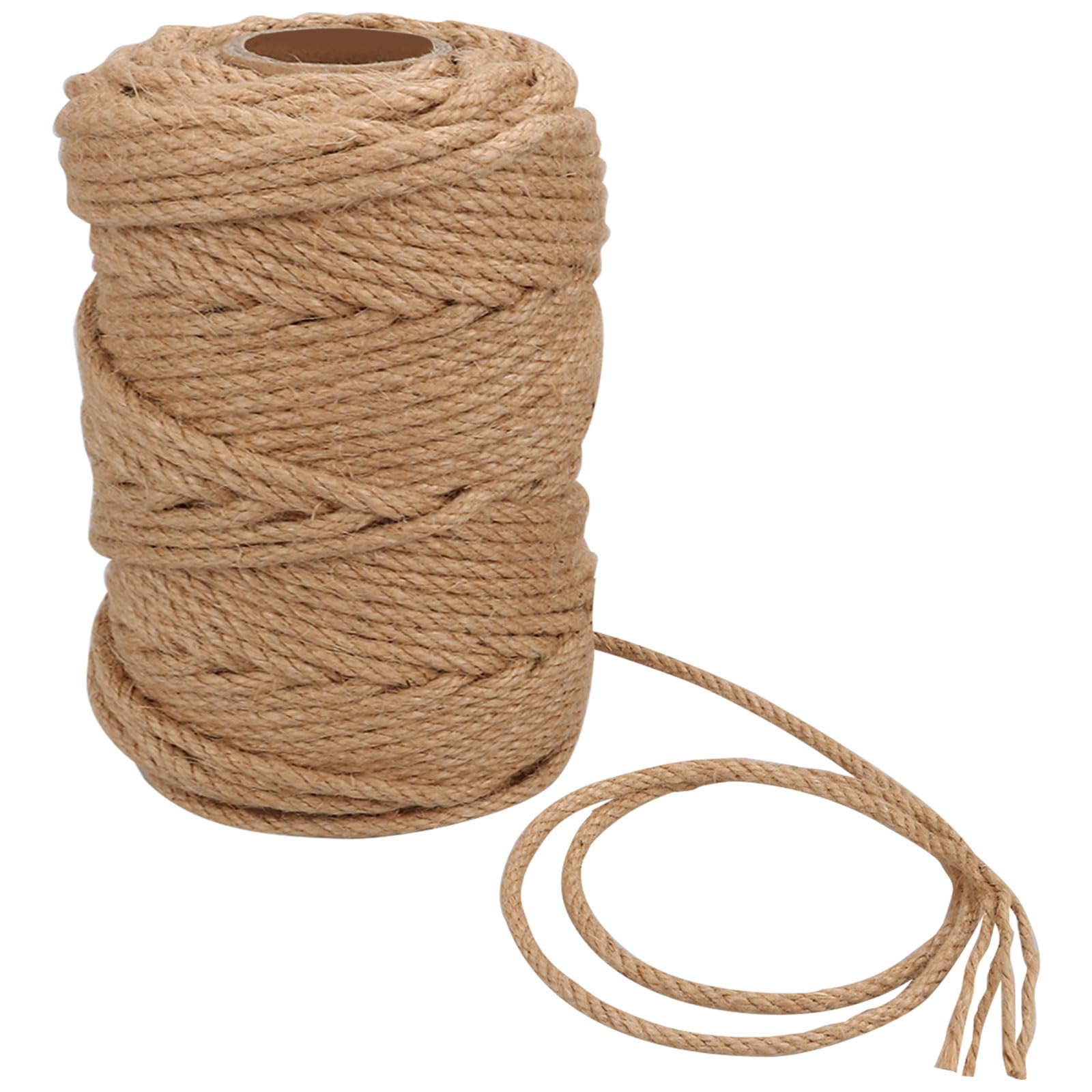 ASelected Rope 50m x 6mm Natural Jute Rope Sisal Ropes for Cat Scratcher Garden Bundling, Repair Cat Tree(Brown)