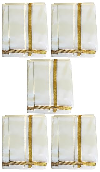 Men's Cotton Dhoti- Pack of 5 (White)