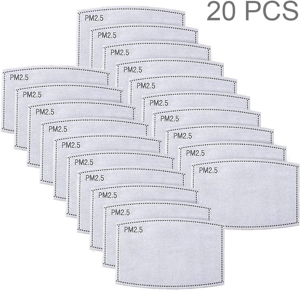 20Pcs, Adult PM2.5 Activated Carbon Filter Face Mask Filters Breathing Insert Protective Mouth Mask Filt