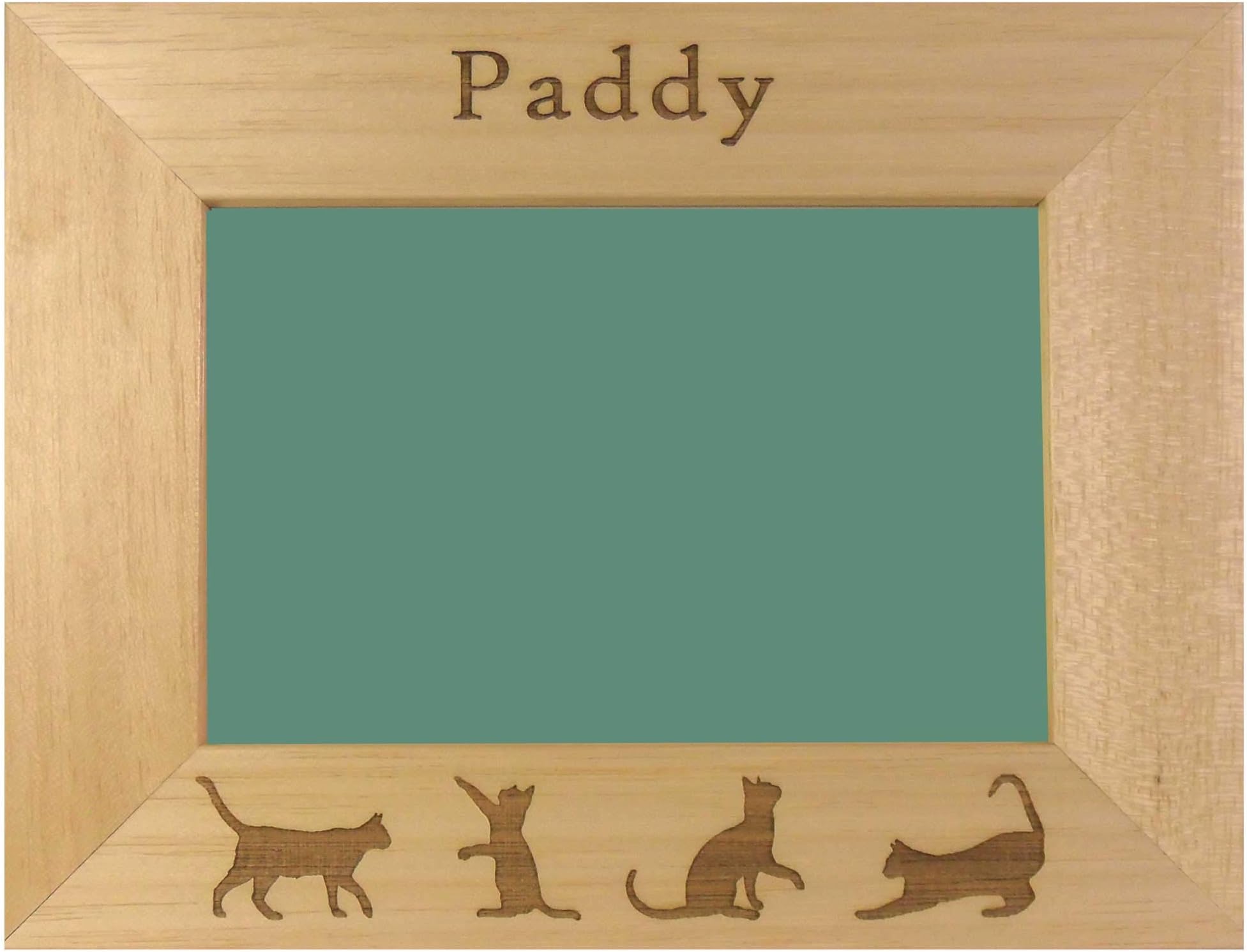 Personalised Engraved Photo Frame with Cats Design - Holds Landscape 6 x 4" Pictures