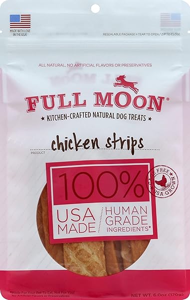 FULL MOON CHICKEN STRIPS HEALTHY ALL NATURAL DOG TREATS HUMAN GRADE MADE IN USA GRAIN FREE 6 OZ