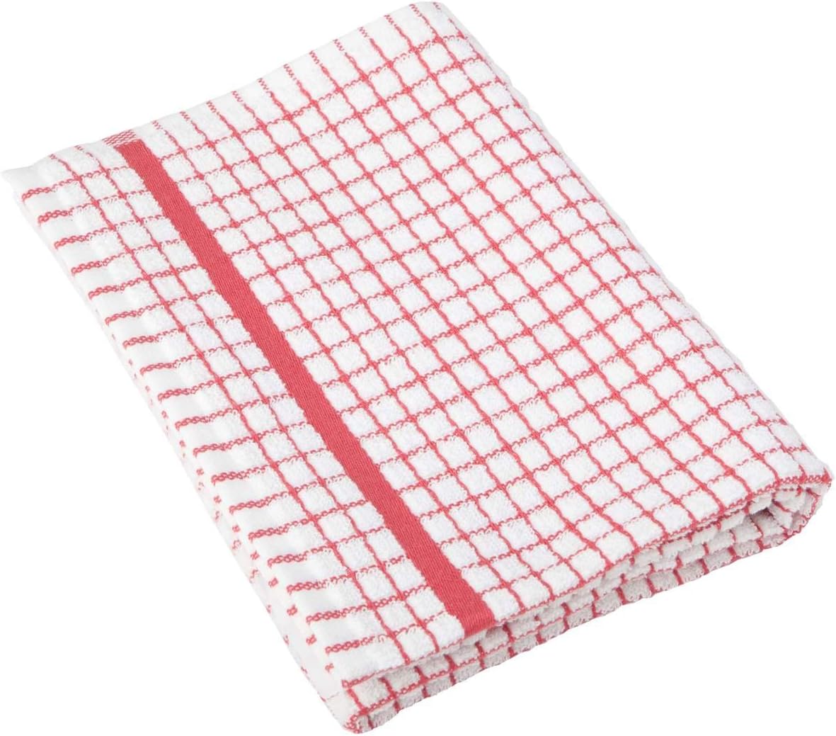 1 Dozen Original Lamont Poli-Check Tea Towel Kitchen Dish Towels Poli Dri, 12 Pack (Red)