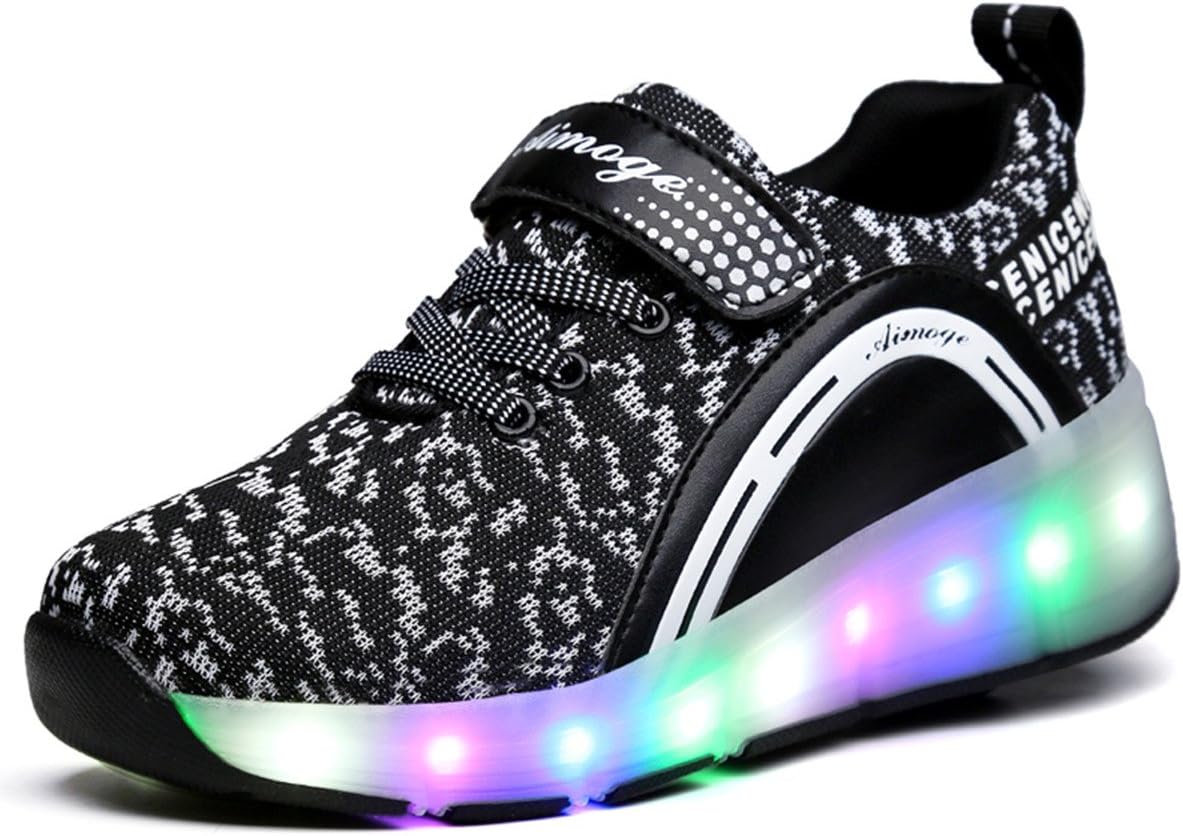 VMATE LED Light Up Roller Skate Shoes Blink Double Wheel Fashion Sports Flashing Sneaker Boys Girls Kid