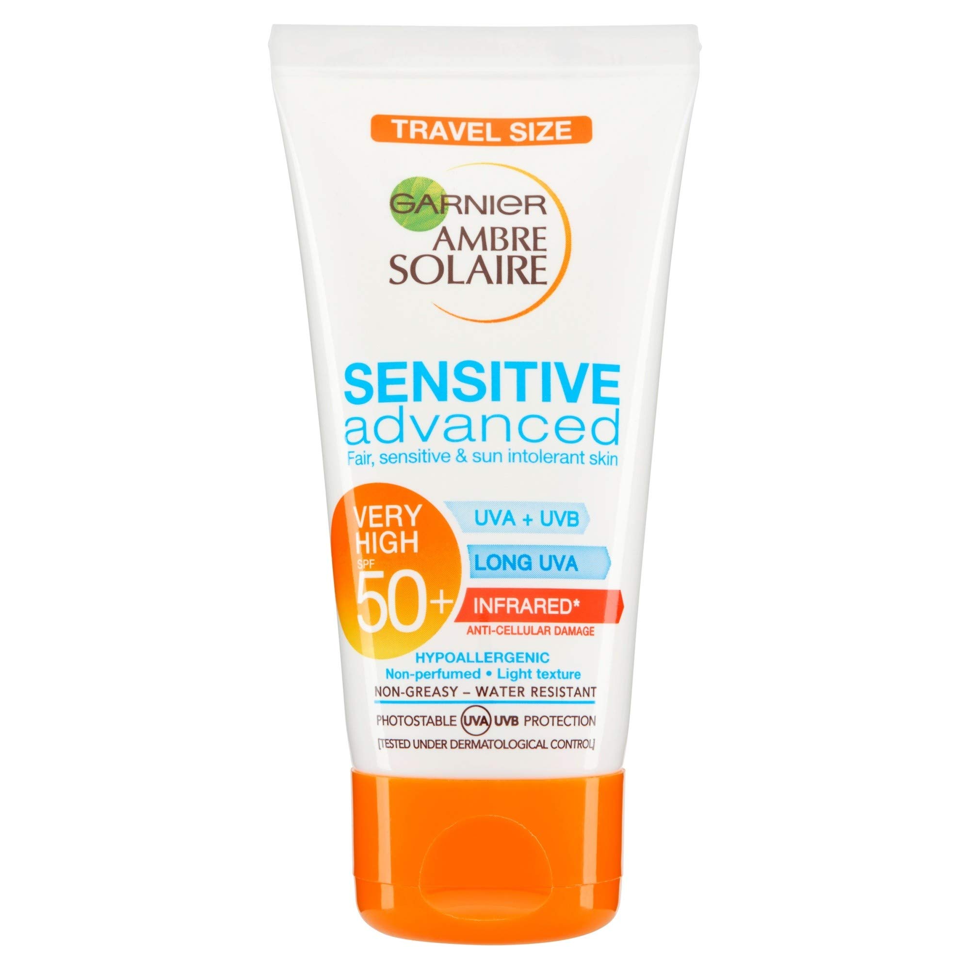 Garnier Ambre Solaire Mini Sensitive Hypoallergenic Sun Protection Cream SPF50+ 50 ml Travel Size
