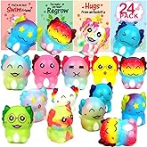 MINYSIC 24 Pack Axolotl Mochi Toys for Kids Classroom - Gifts with Cards, Party Favors, Exchange Gifts for Boys and Girls