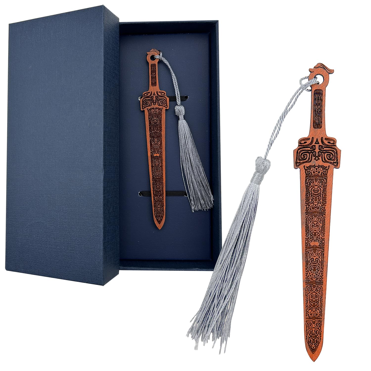 Wooden Sword Bookmark for Men Women Boxes, Creative Vintage Style, Handmade Wood Book Mark, Reading Page Markers, for Book Lovers (2)