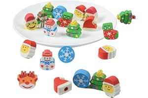 QDXATIVP 34PCS Christmas Pencil Top Erasers Bulk for Kids,Fun Eraser Caps Cute Topper Erasers for Pencil for Back to School Party Gifts (34)