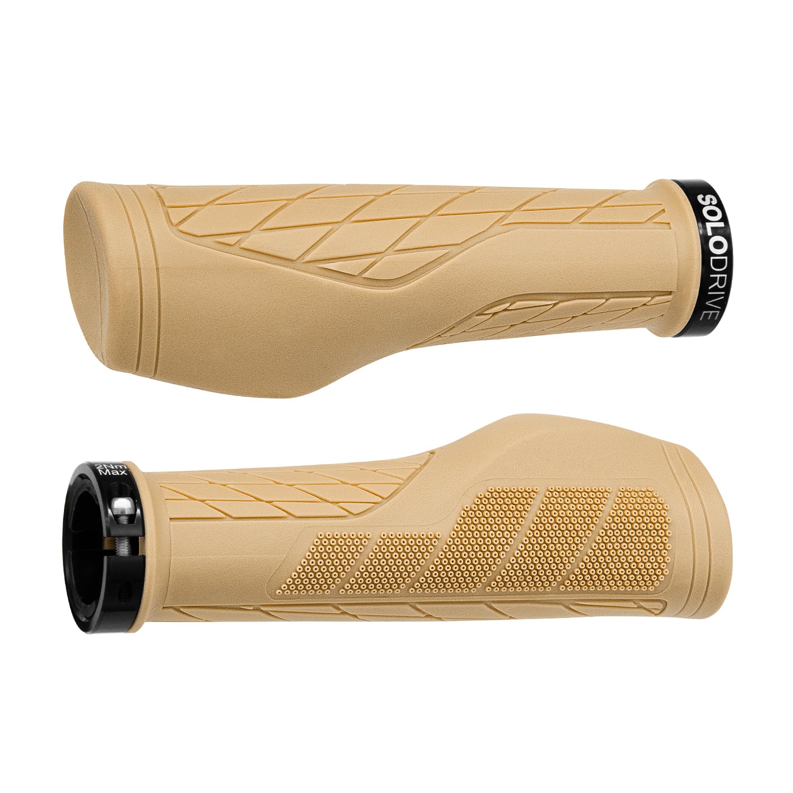 SOLODRIVE Ergonomic Design Mountain Bike Grips, Comfortable Bicycle Handlebar Grips, Single Lock-on and Non-Slip MTB Handle, Fit MTB, E-Bike, Hybrid, Scooter (Sand Storm) — image 1