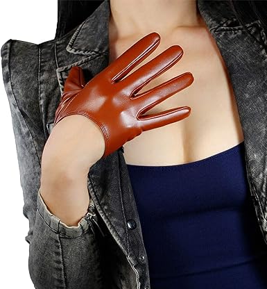 women's leather half palm gloves