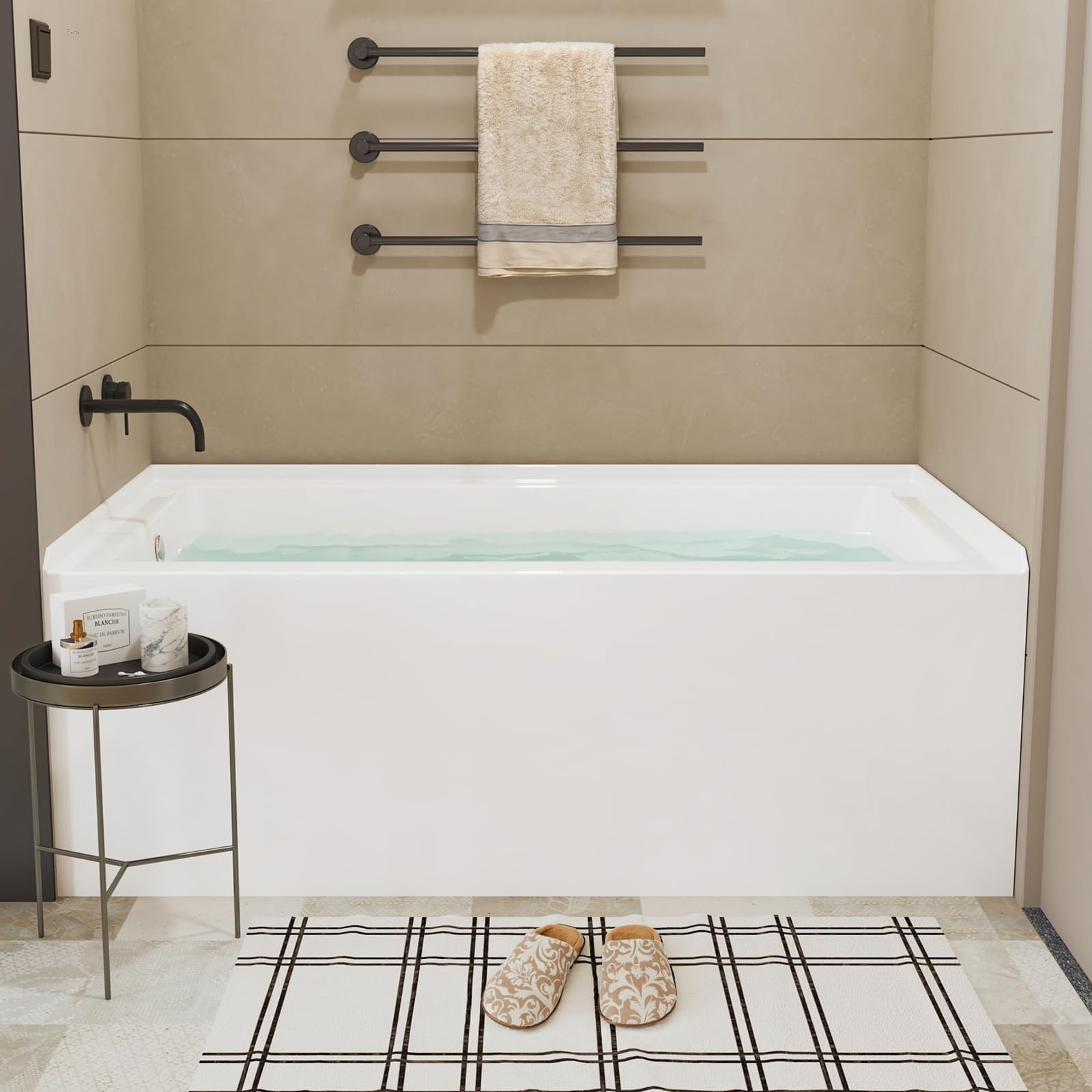 Photo 1 of ****TRUCK PICK UP***60x32 Inch Acrylic Bathtub, Single Apron Alcove Soaking Tub with Left-Side Overflow & Drain, Space-Saving Built-In Design, Easy Install for Modern Bathrooms