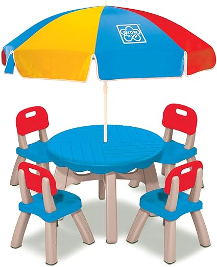 Amazon Com Grow N Up Patio Set With 4 Chairs And Umbrella Toys Games