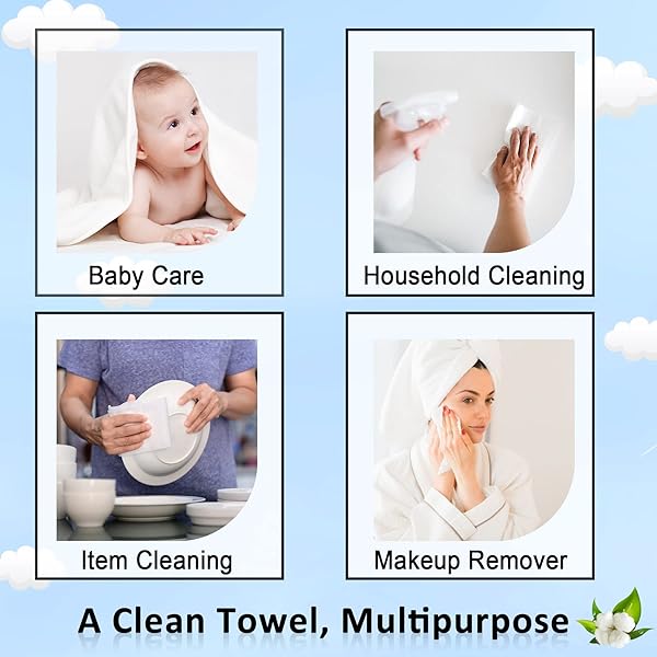 M·NOLLBY DISPOSABLE FACE TOWEL MAKEUP REMOVER, BIODEGRADABLE CLEAN LARGE 11 * 12INCHES XL EXTRA SOFT THICK WASHCLOTHS FACIAL TOWELS, BATHROOM ESSENTIALS, SENSITIVE SKIN CARE 50COUNT