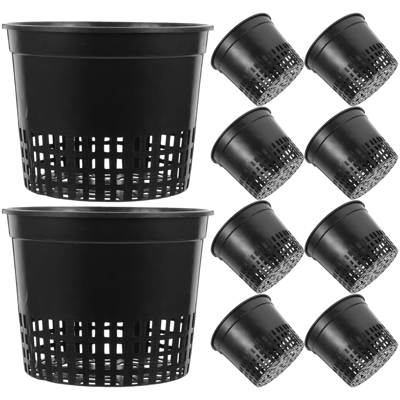 Photo 1 of 10 Pack 5 Inch Net Pots Heavy Duty Plastic Net Cups Pots, Hydroponics Growing Net Pots Garden Slotted Mesh Net Cups for Hydroponics Aquaponics Orchids Indoor Outdoor Growing, Black