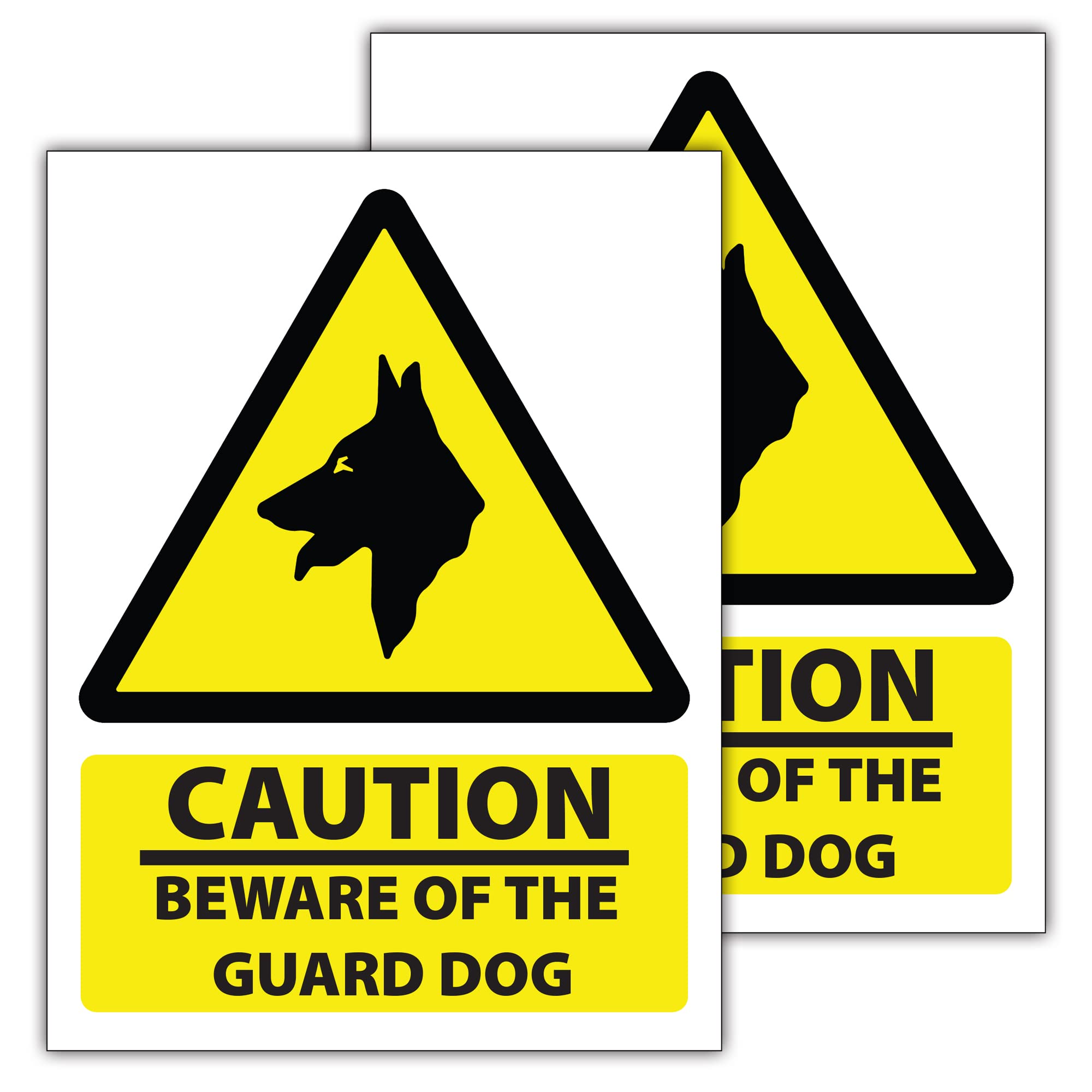 RDLCAR Beware of the Dog Signs 1mm Rigid PVC Pack of 2 Portrait 300mm x 400mm Outdoor Security Warning Notice Durable