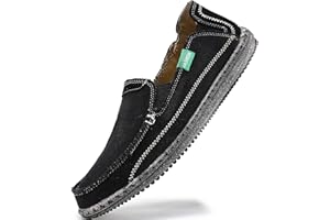 VILOCY Mens Slip on Deck Shoes Zero Drop Casual Canvas Loafer Vintage Flat Boat Shoes