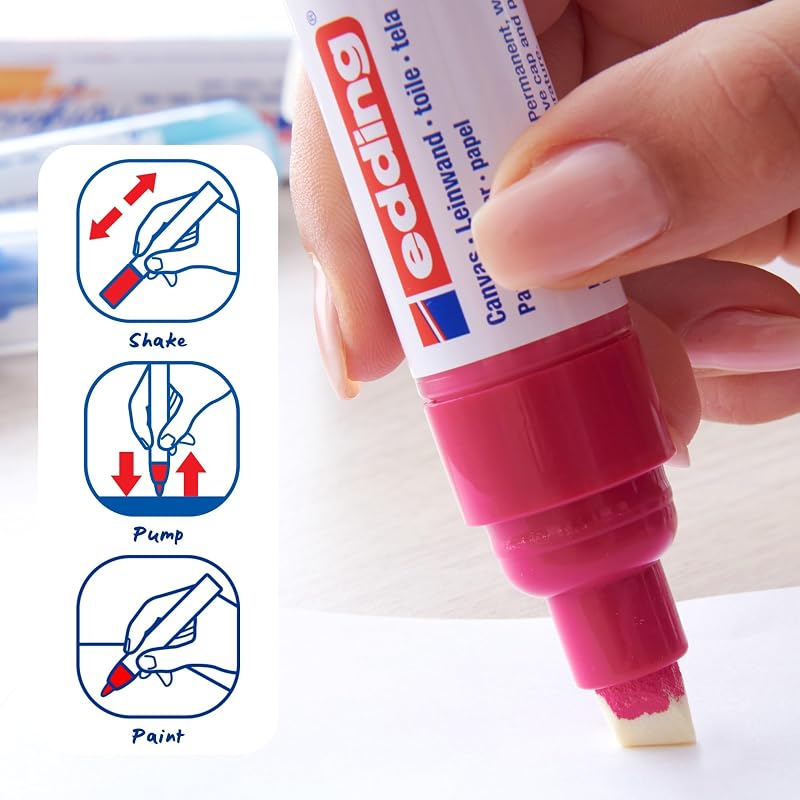 e-5100-5 - Conjunto de 5 marcadores acrílicos de traço médio - Ponta redonda 2-3 mm - Variados