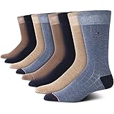 Tommy Hilfiger Mens Dress Socks - 8 Pack Lightweight Casual and Formal Everyday Crew Work Socks for Men with Reinforced Heel