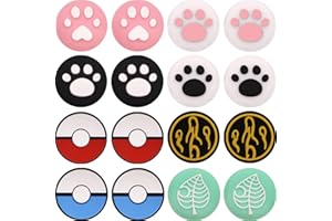 NPTCL Thumb Grip Cap Compatible for Nintendo Switch Joystick Cover Button KeyCap Silicone Caps (16pcs Black White)