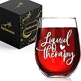 Innfueunun Liquid Therapy Stemless Wine Glass,Funny Birthday,Christmas ThanksgivingGift for Wine Lover Enthusiast,Thank You Gifts for Women Men Nurses Doctors Therapists