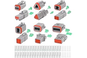 GKG DTK1 6 Sets Deutsch Connector Kit(2/3/4/6/8/12 Pins),IP68 Waterproof DT Deutsch Connectors,Automotive Electrical Wire Connectors with 38 Pairs Size 16 Solid Contacts 14-20AWG for Engine,Truck,etc