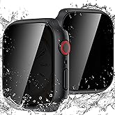 Goton Waterproof Privacy Case for Apple Watch Screen Protector, Anti-Spy Tempered Glass Film iWatch Cover Hard PC Case Bumper for Apple Watch Series 11/10, 46mm BlackBlack