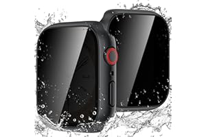 Goton Waterproof Privacy Case for Apple Watch Screen Protector, Anti-Spy Tempered Glass Film iWatch Cover Hard PC Case Bumper for Apple Watch Series 9/8/7, 45mm BlackBlack