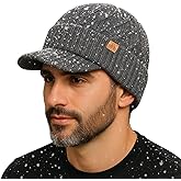 TOP-EX DryKnit™ Waterproof Merino Wool L/XL/XXL Beanie Hat with Brim Visor Cap Warm Winter Knit Hat for Men Women