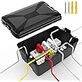 TOTUFY Large Outdoor Electrical Box Waterproof (12.6 x 8.3 x 5.2 inch), IP54 Weatherproof Extension Cord Cover with 7 Cable Seal Entry, Protect Power Strip, Timer Outlet Plug, Holiday Light, Black