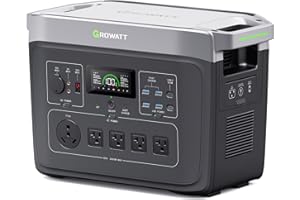 GROWATT Portable Power Station ，INFINITY 2000 Black Electric Solar Generator，2048Wh LifePO4 Battery,2200W AC Output for Home Use, Outdoor Camping, RVs and Emergency Backup(Solar Panel Optional)