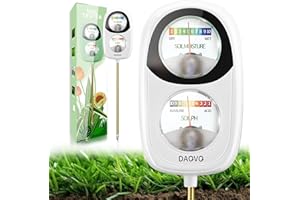 DAQVQ 2-in-1 Soil Moisture Meter, Soil PH Meter, Large Dual-Screen Soil PH Tester & Moisture Meter for Plants Indoor&Outdoor Garden,Lawn,Farm Soil Test Kit-No Battery Needed-White